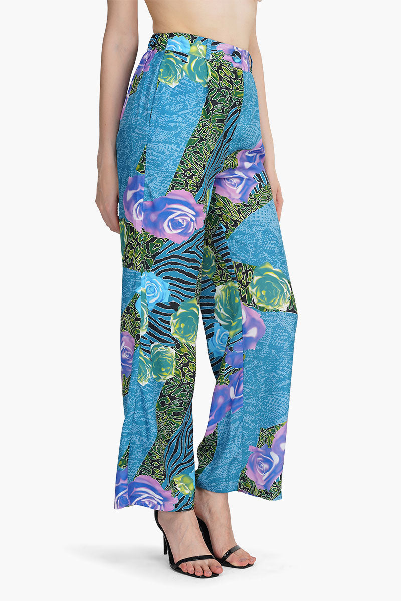 Blue Carribean Floral Printed Pant