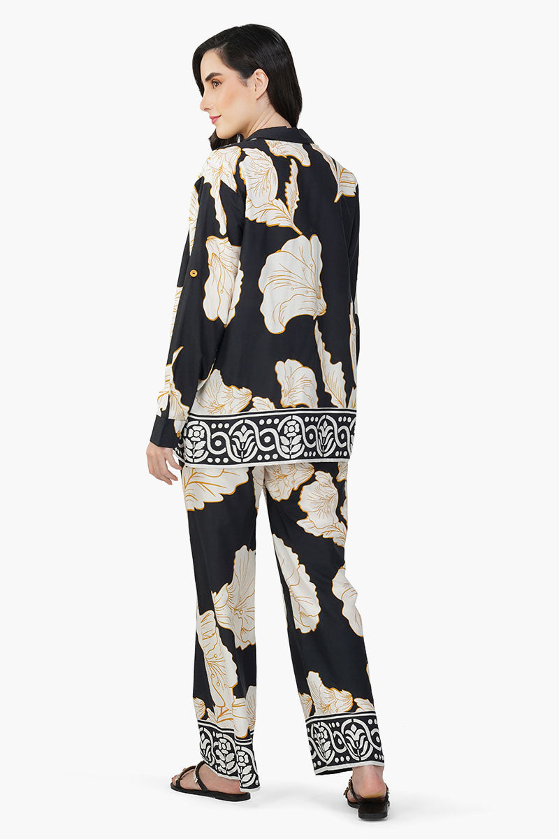 Black And White Floral Daze Printed Shirt