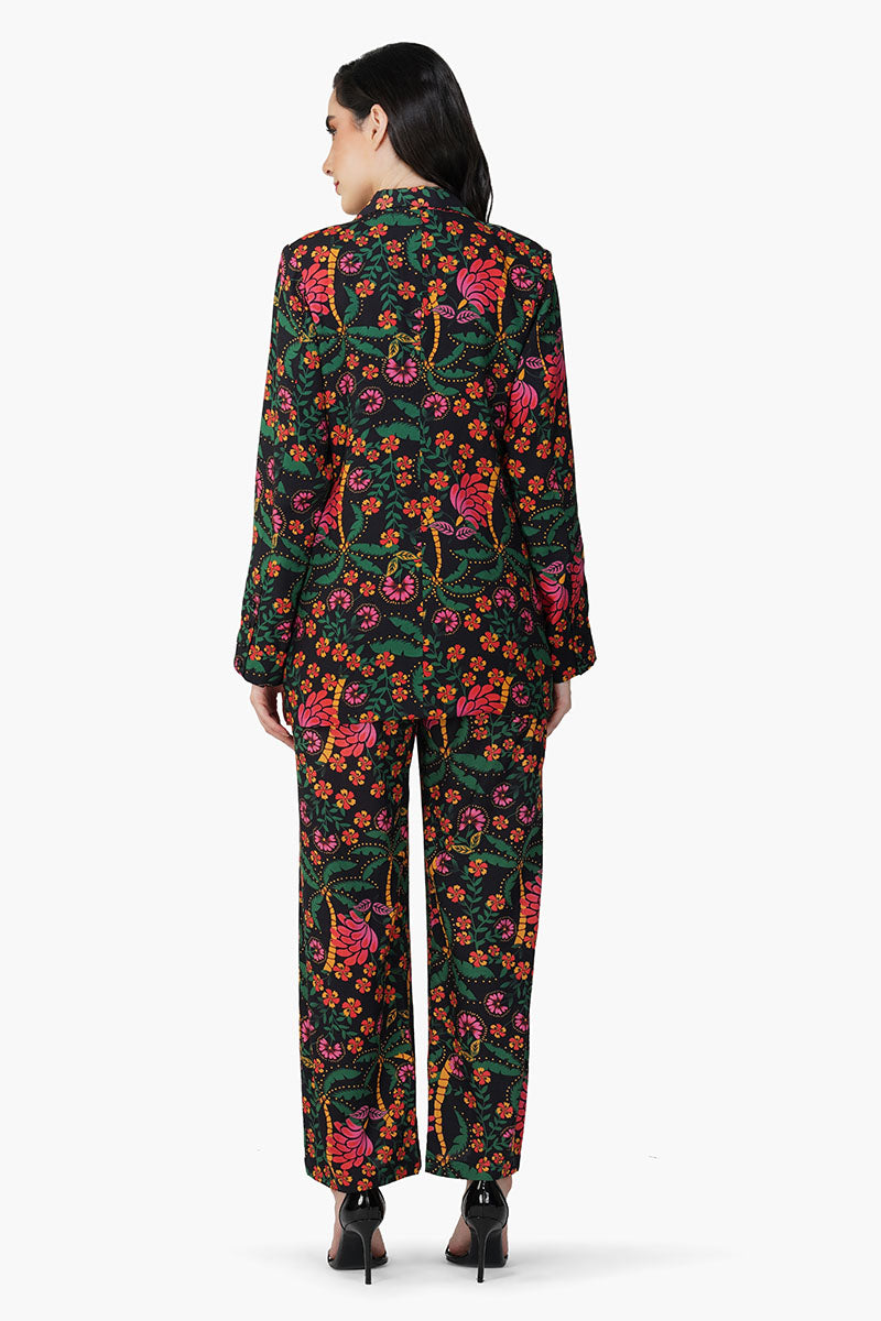 Black Autumn Flora Blazer