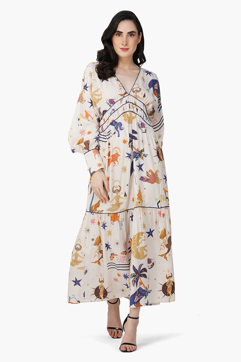 maxi dress night dress Day And Night Mix Match Celestial Printed Maxi Dress L