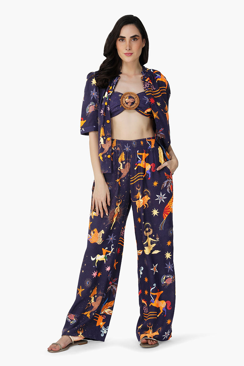 Dark Night Celestial Printed Crop Top