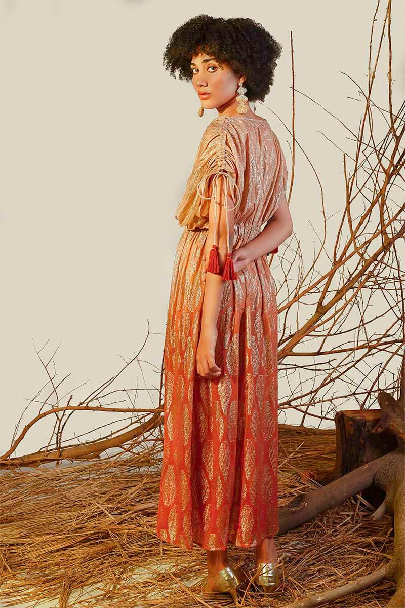 Sandstone Lurex Ombray Maxi Dress Xs