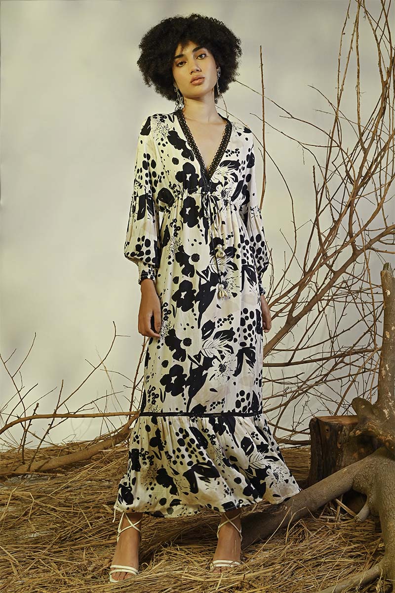 Garden Of Flower Printed Maxi Dress S