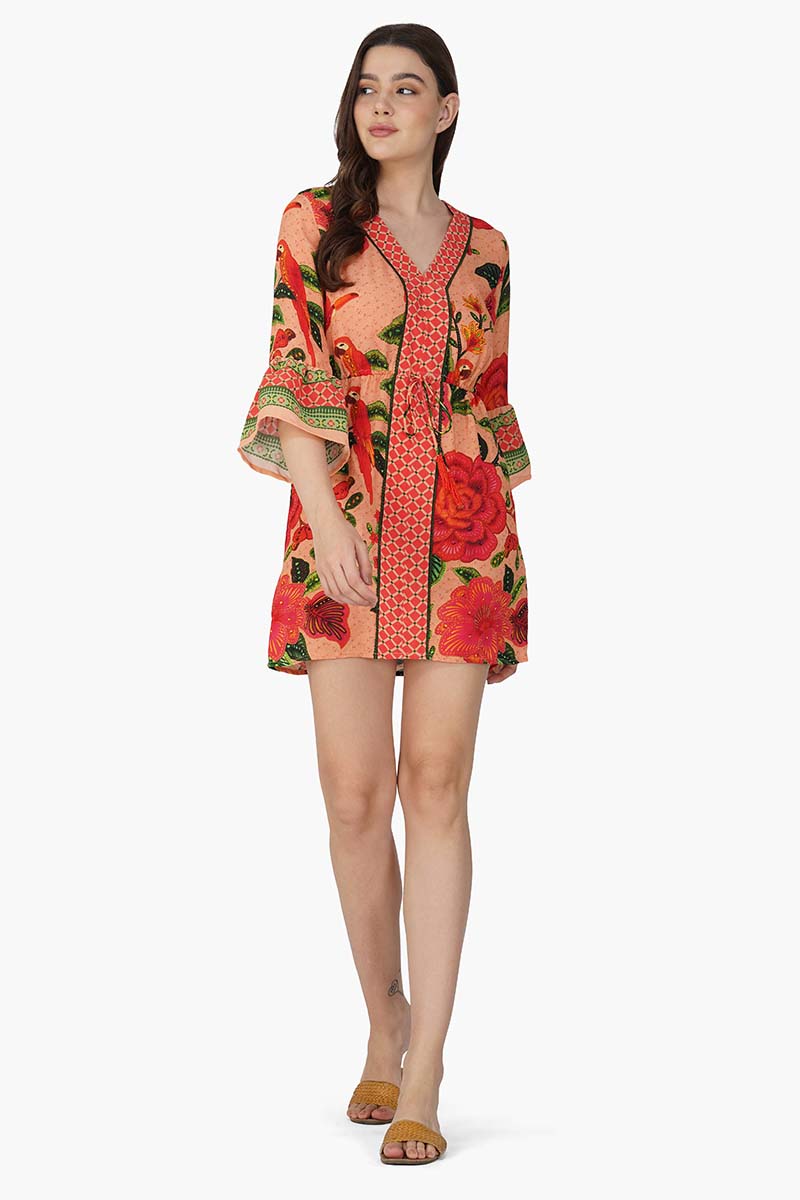Tropical Bloom Bell Sleeve Tunic Dress 3X Tropical Bloom Bell Sleeve Tunic Dress 3X
