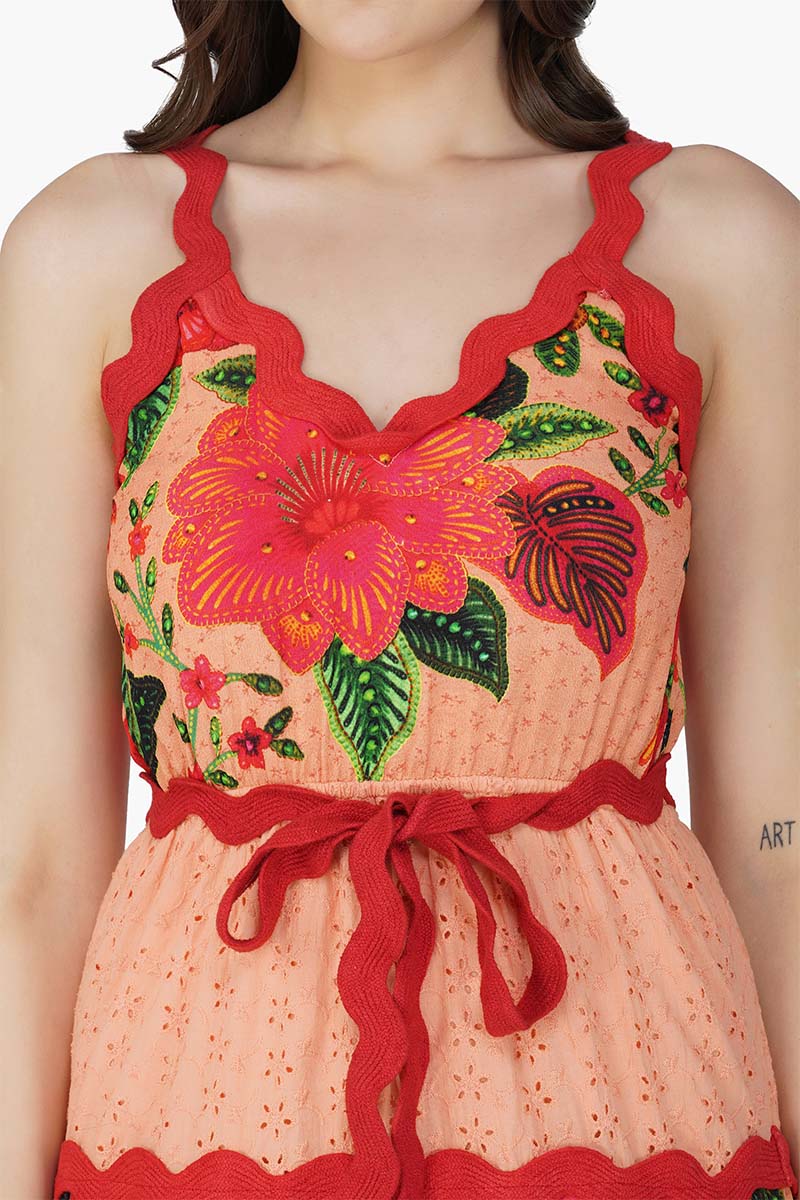 Tropical Bloom Schiffli Maxi Dress