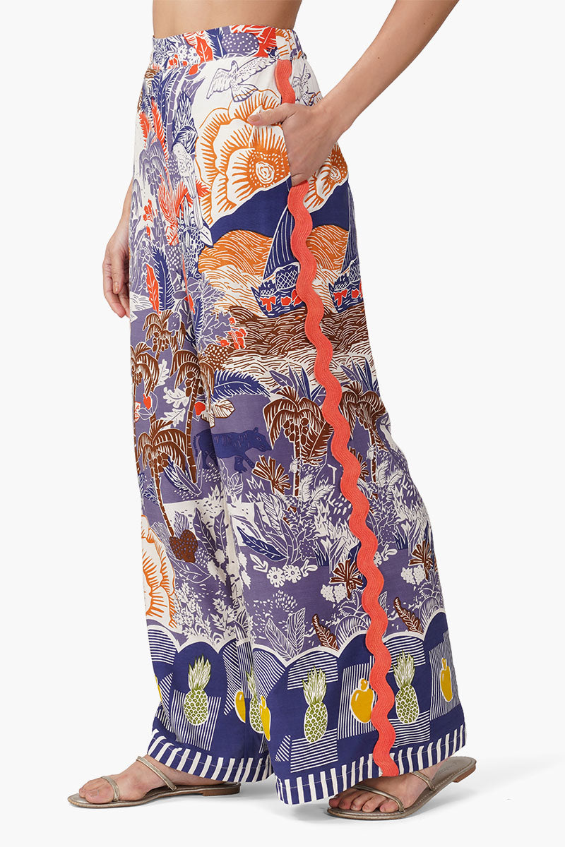 Taste of Blue Tropics Flaired Pants