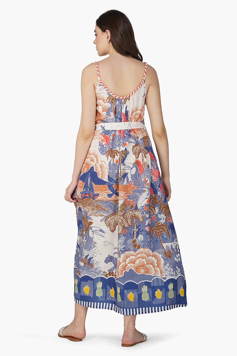 Taste Of Blue Tropics Maxi Dress