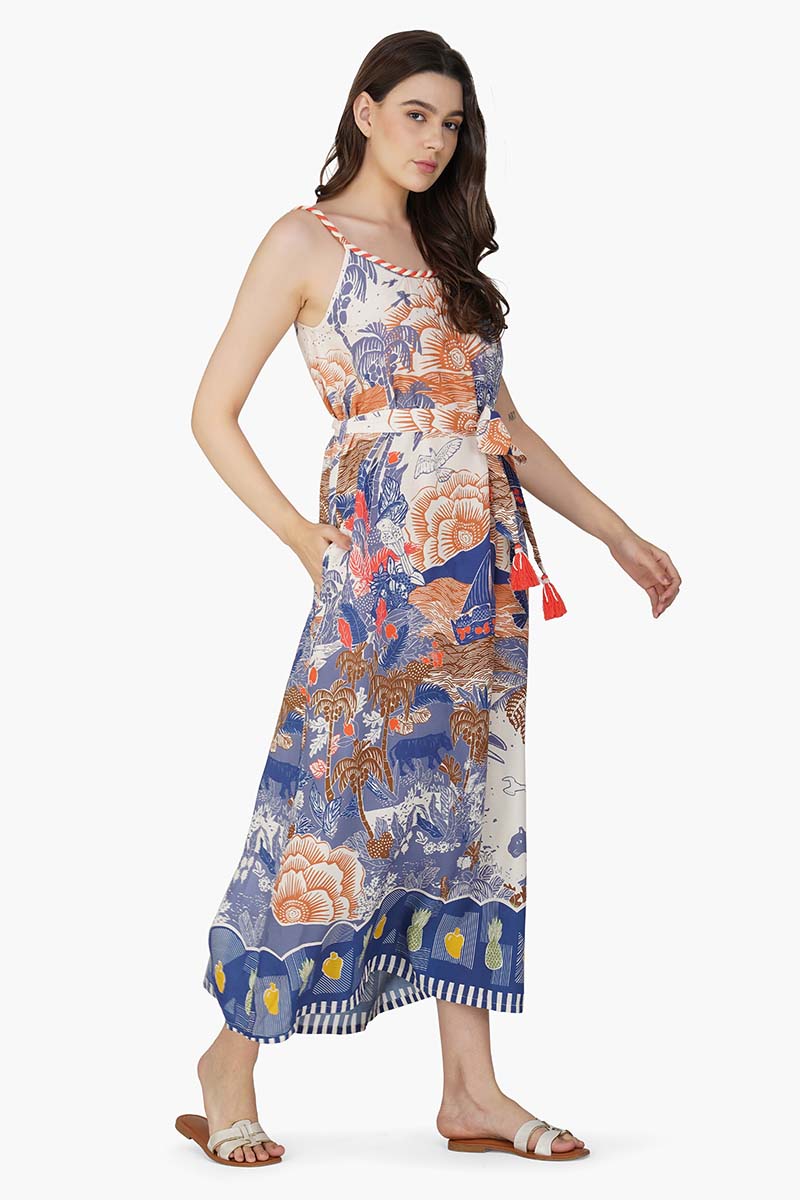 Taste Of Blue Tropics Maxi Dress