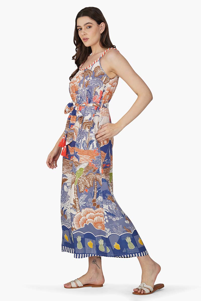 Taste Of Blue Tropics Maxi Dress