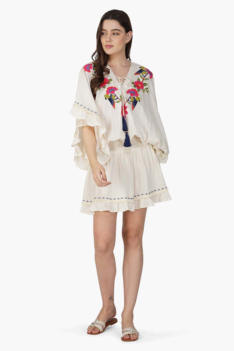 Flora Bird Wings Embellished Cover Up