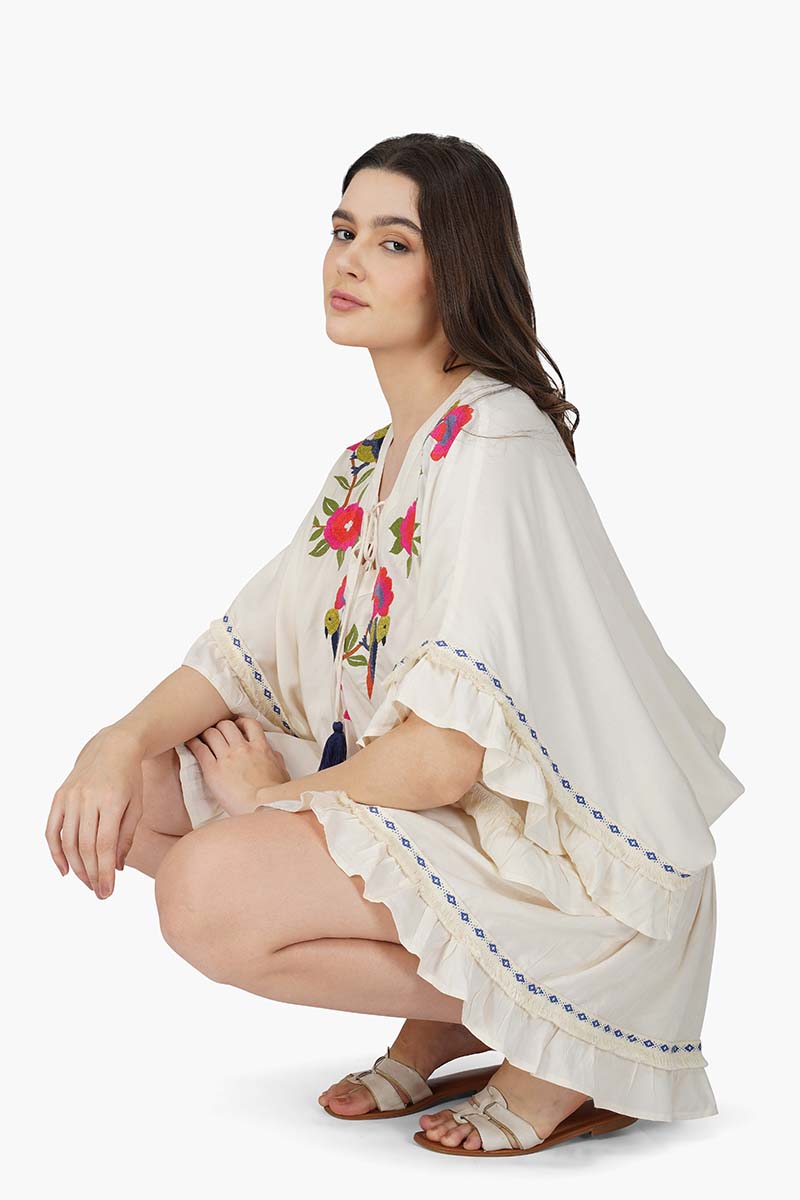 Flora Bird Wings Embellished Cover Up