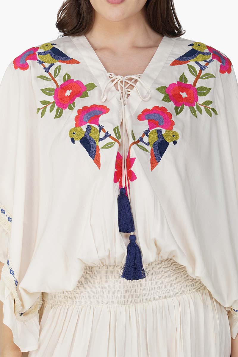 Flora Bird Wings Embellished Cover Up