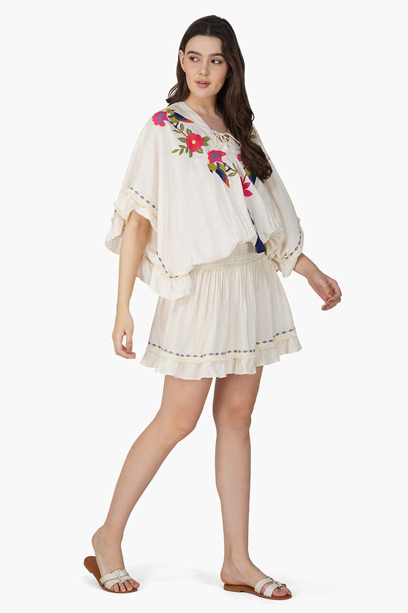 Flora Bird Wings Embellished Cover Up
