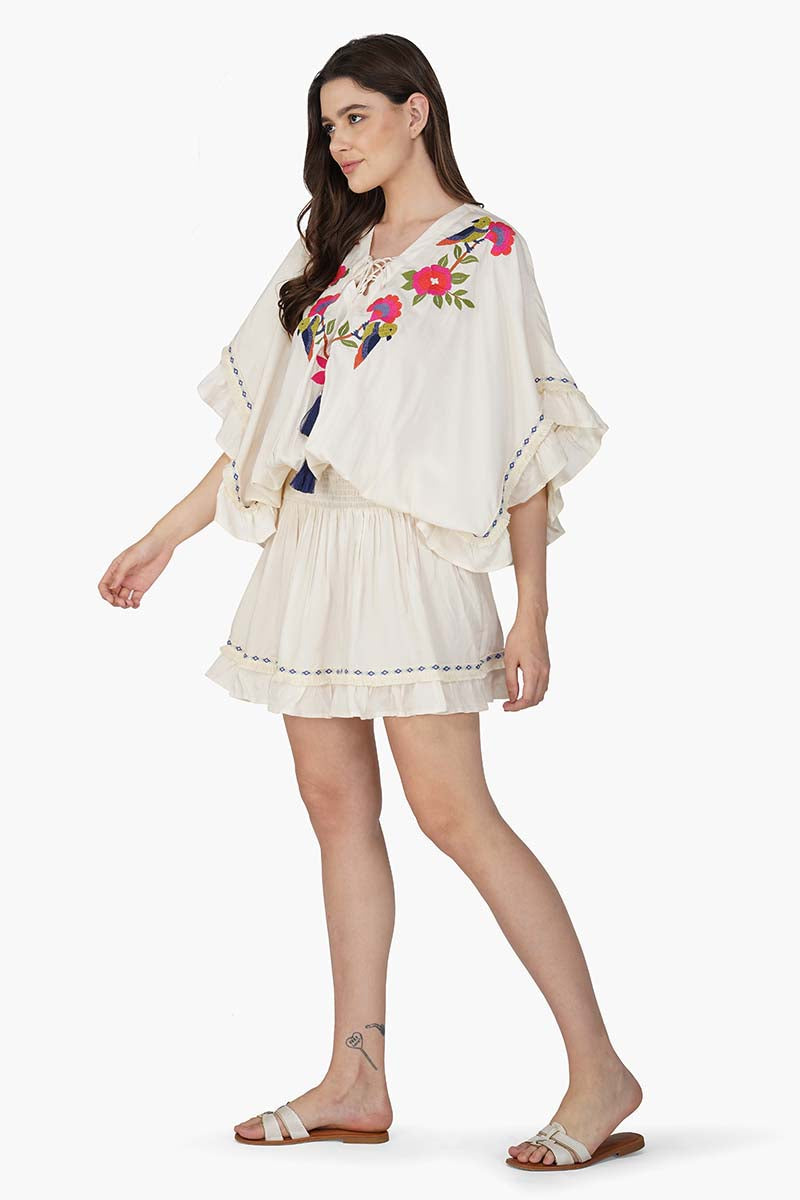 Flora Bird Wings Embellished Cover Up