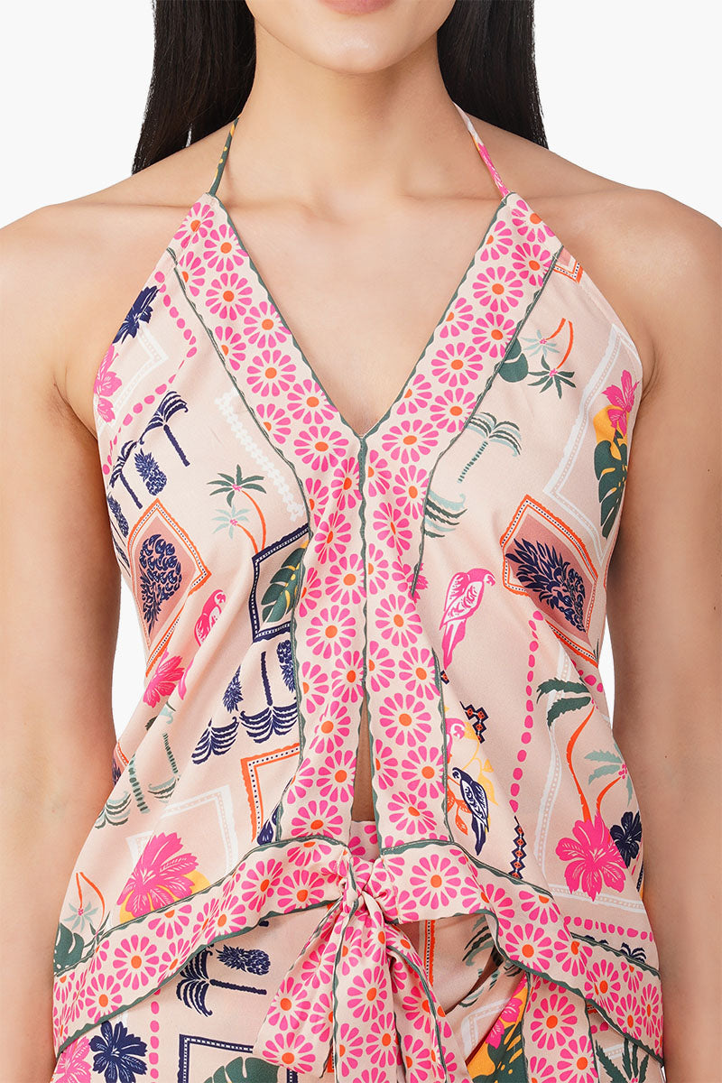 Manicured Farm Print Knot Top