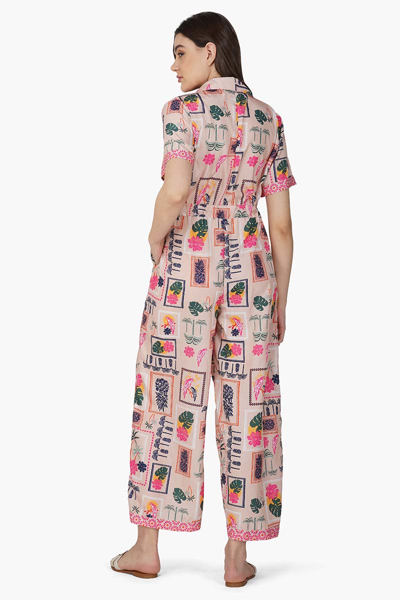 Manicured Farm Print Flaired Jumpsuit