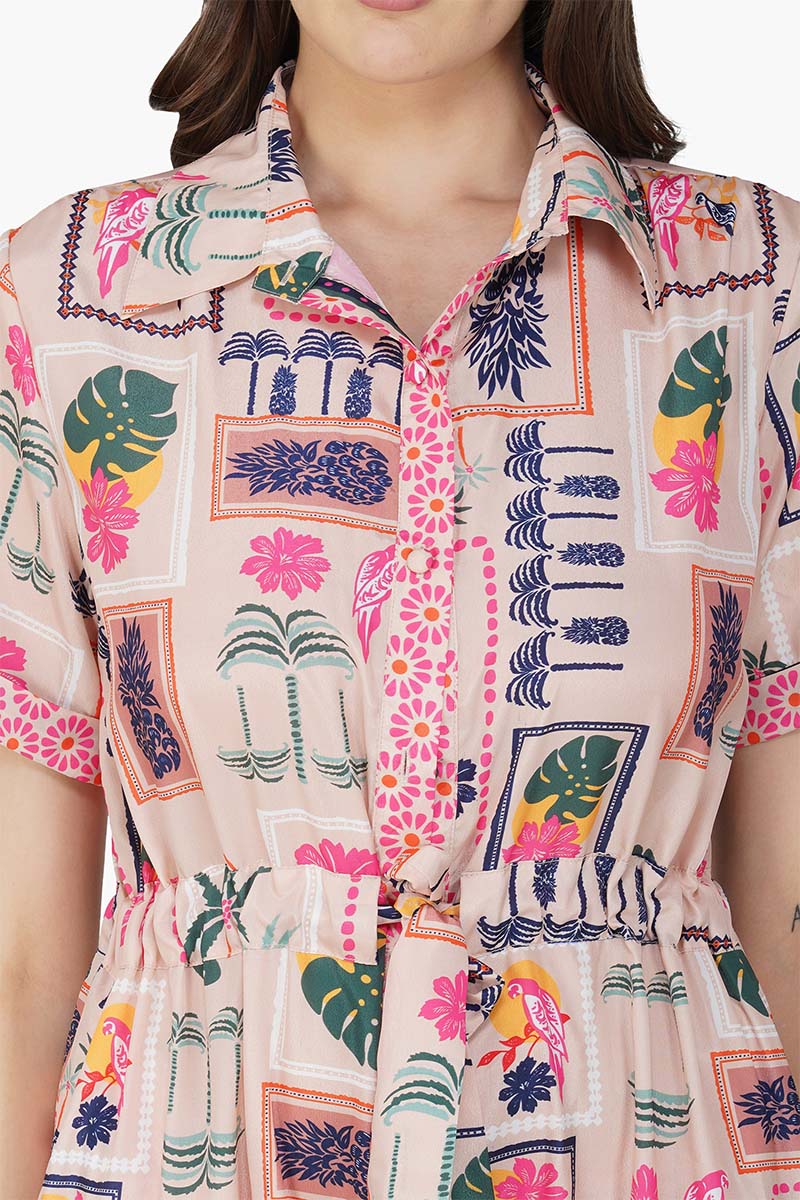 Manicured Farm Print Flaired Jumpsuit