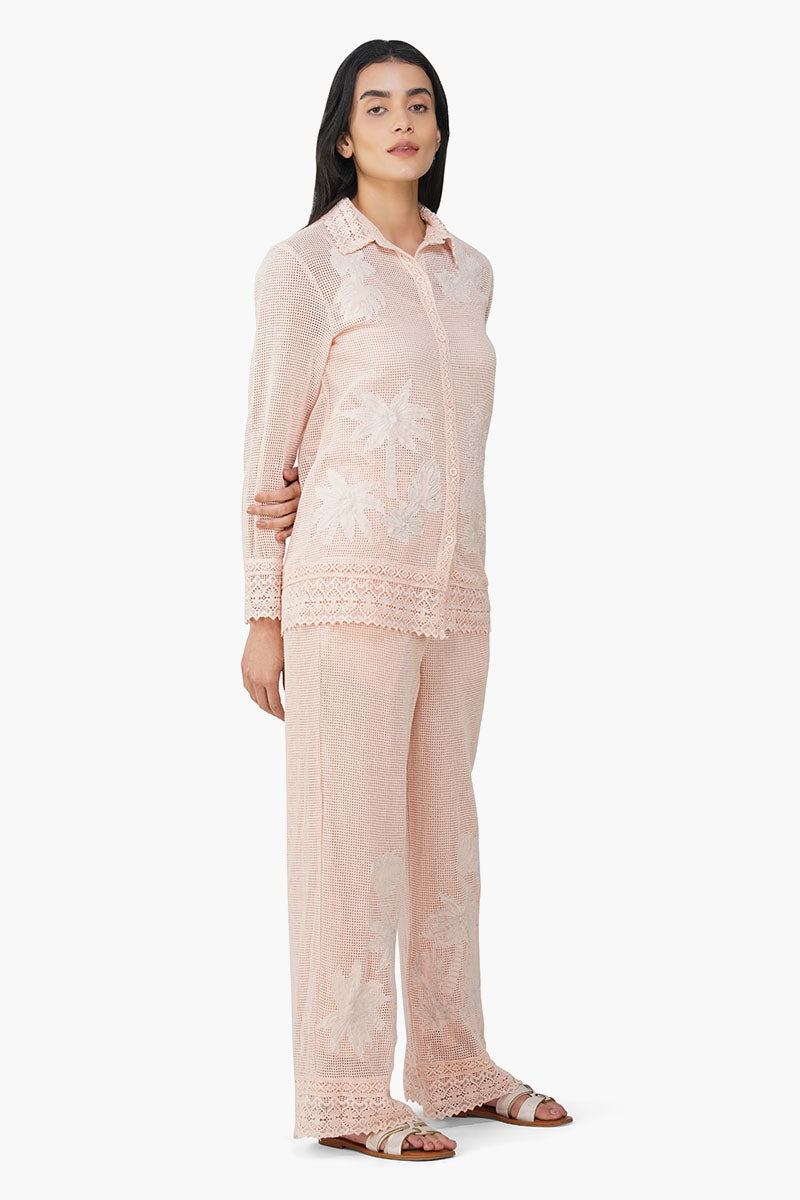 Summer Palm Patch Crochet Shirt