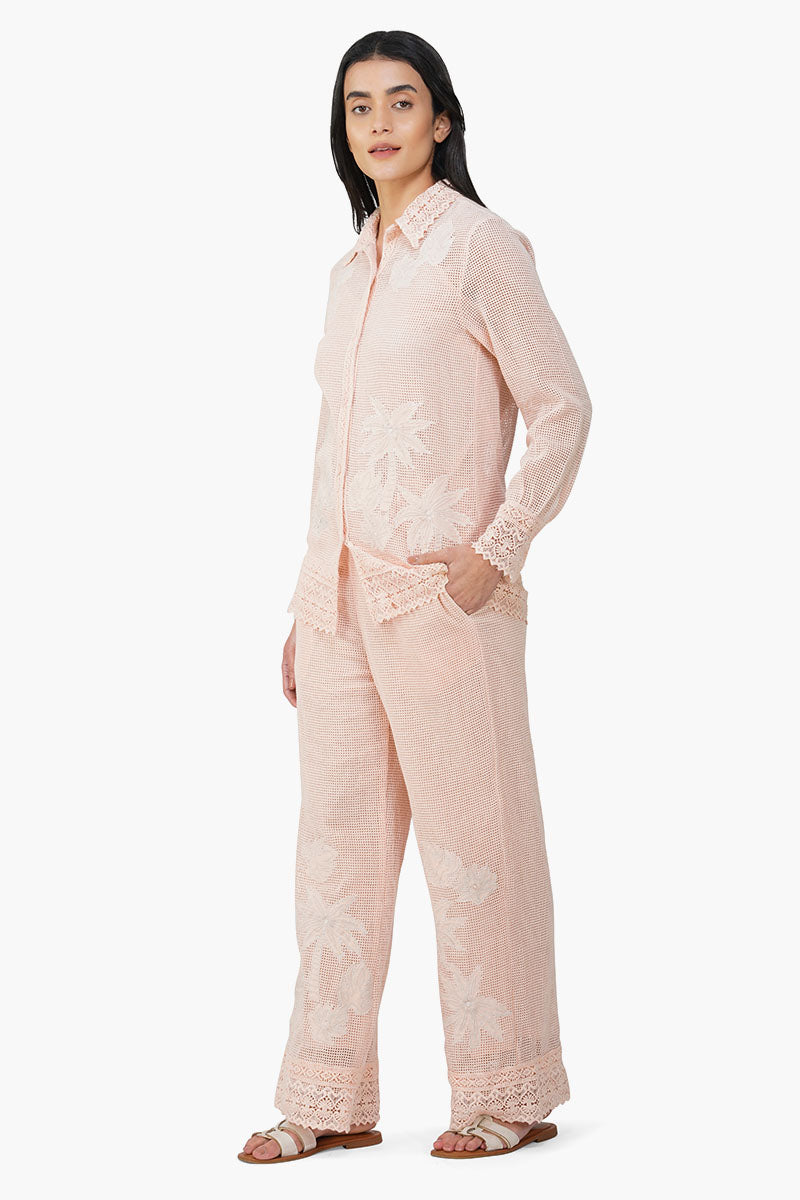 Summer Palm Patch Crochet Shirt