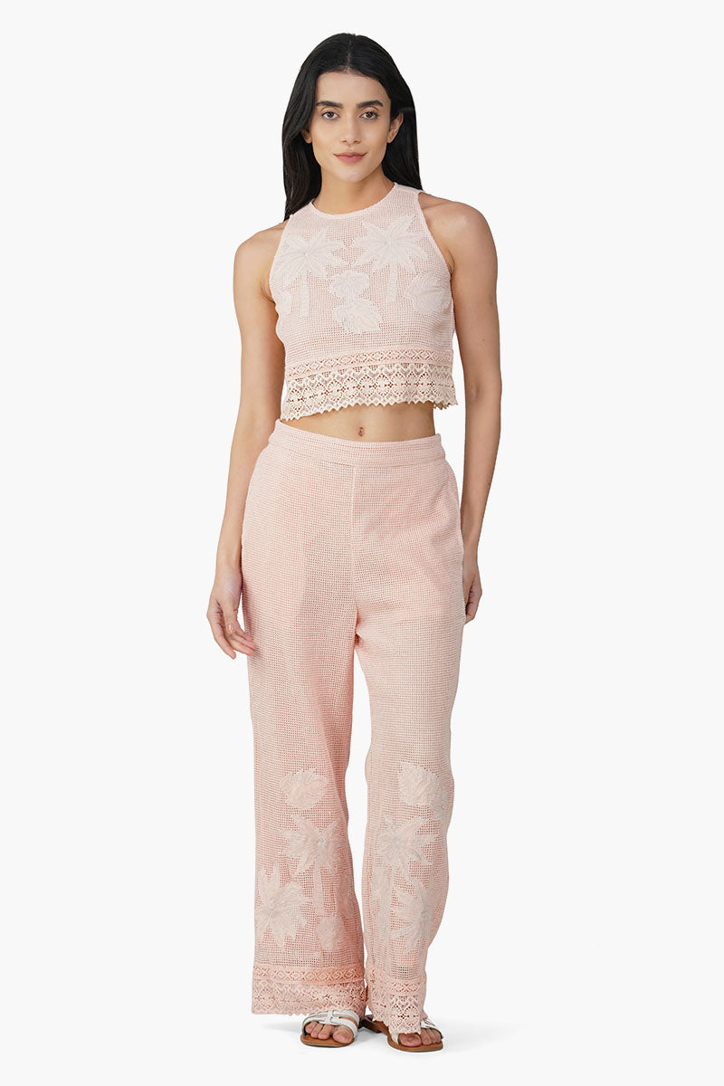 Summer Palm Patch Crochet Pants