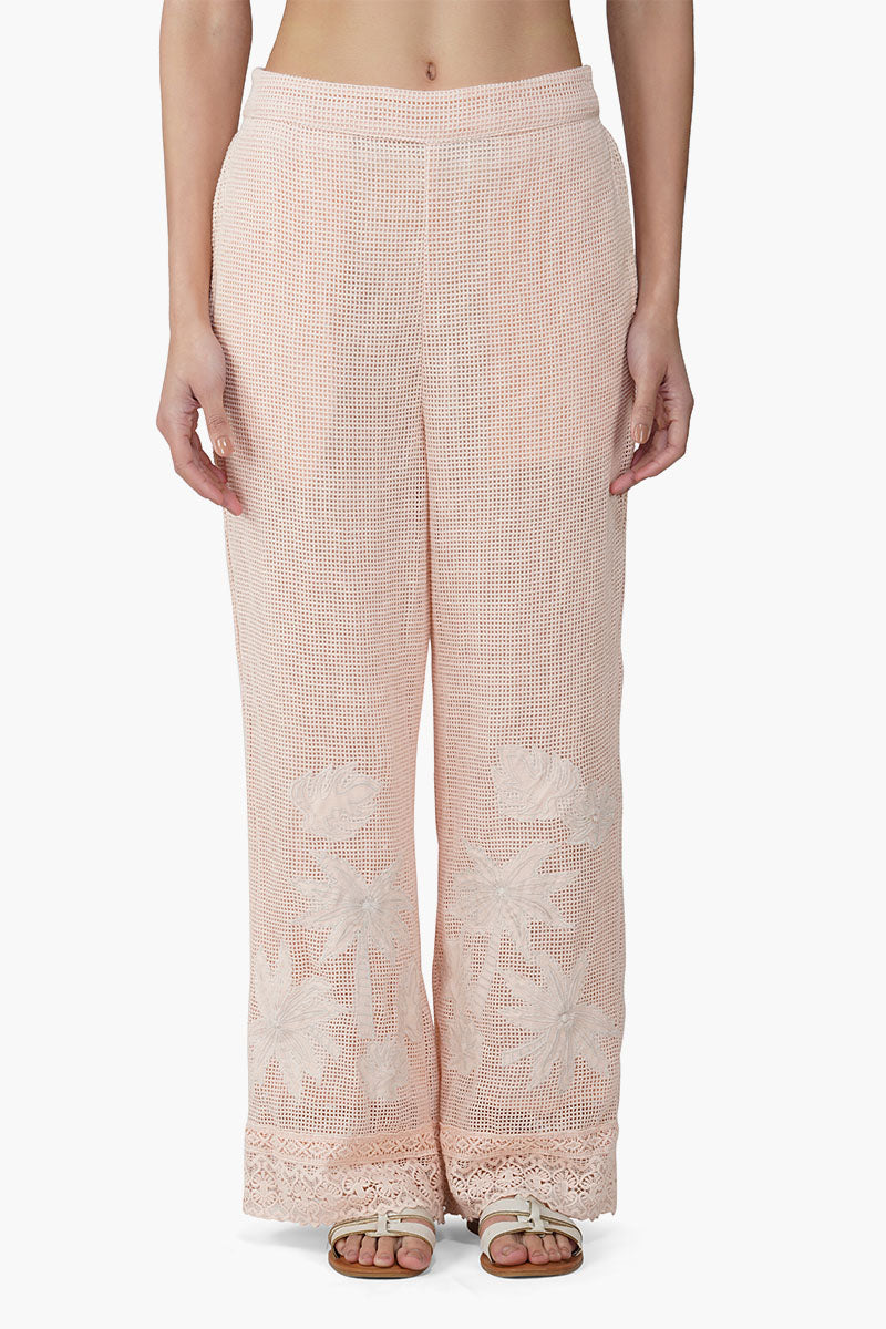 Summer Palm Patch Crochet Pants