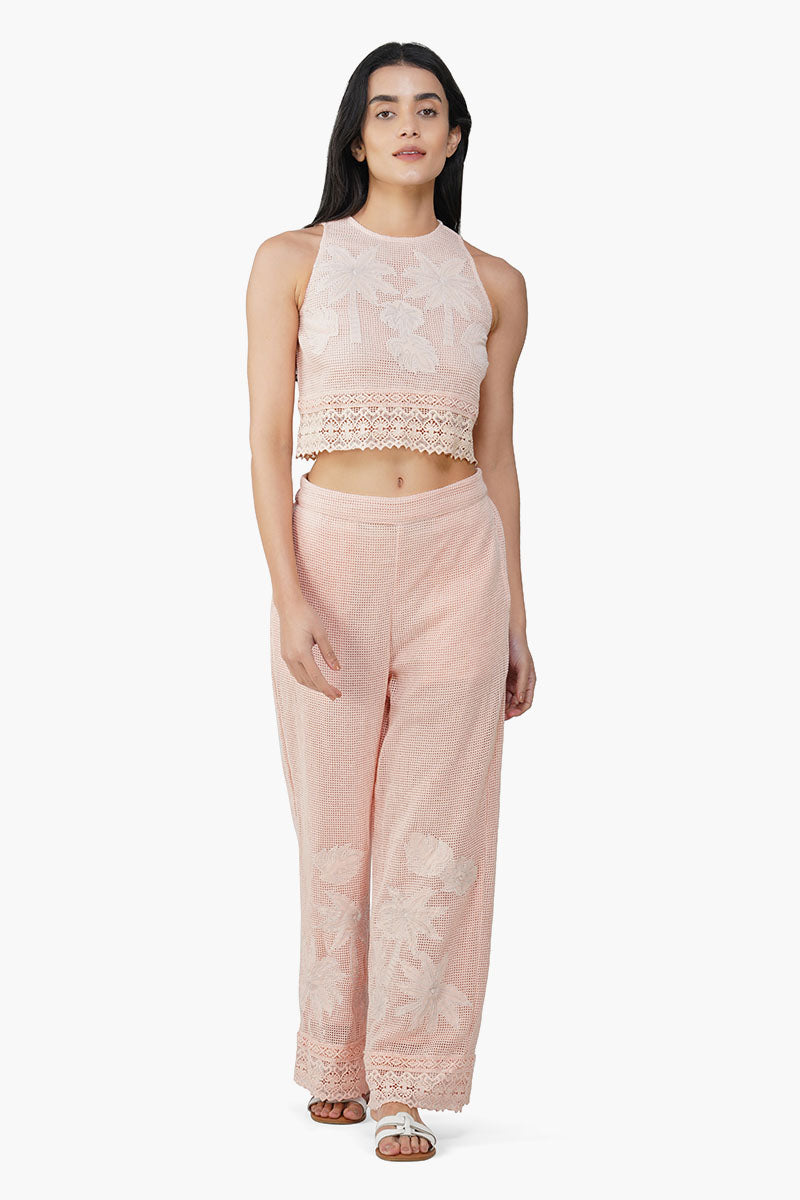 Summer Palm Patch Crochet Top