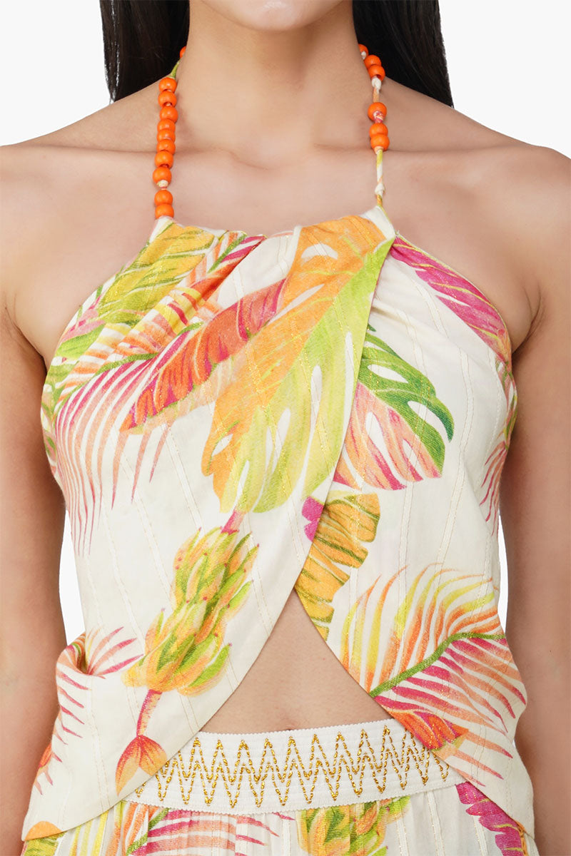Dua Multi Tropics Printed Bead Top