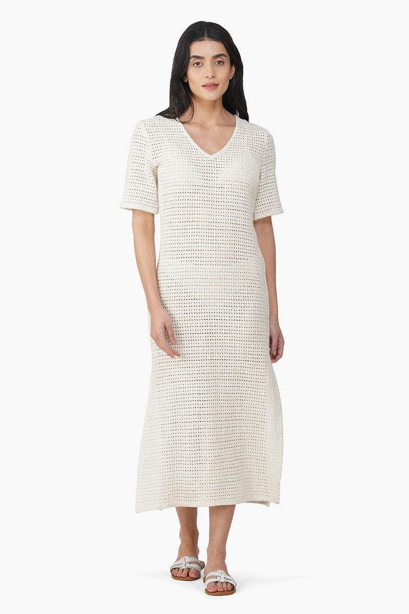 Ecru Crochet Lace Fabric Cover Up