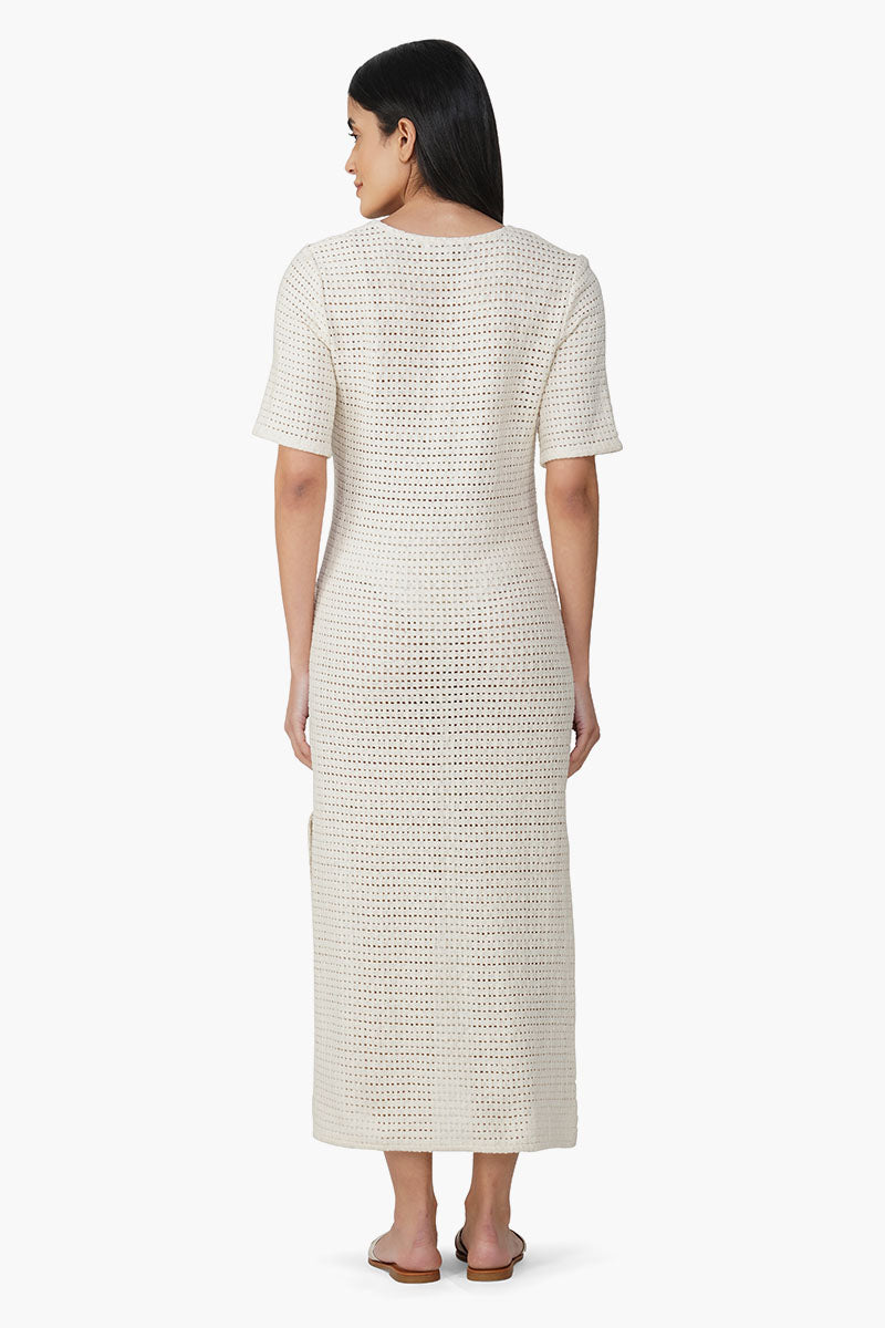 Ecru Crochet Lace Fabric Cover Up