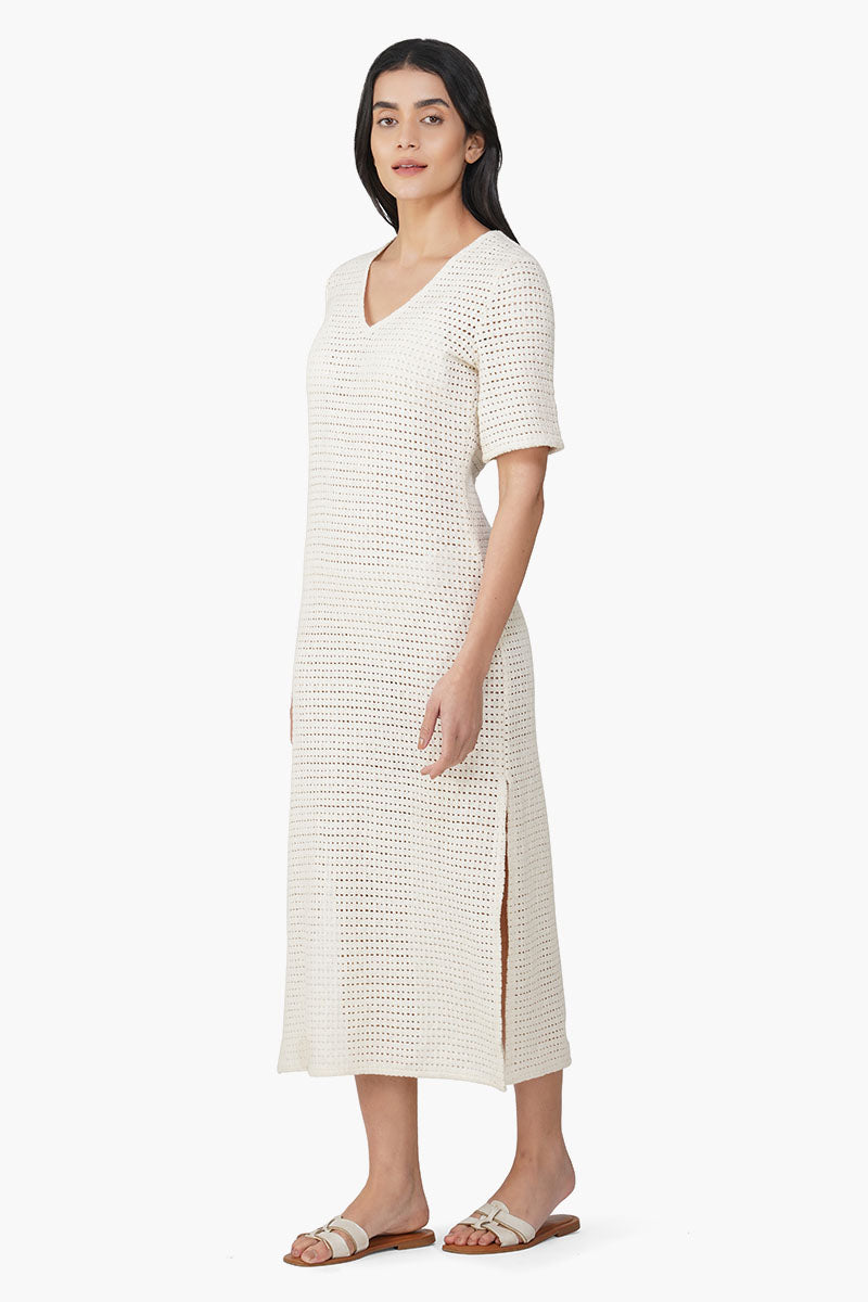 Ecru Crochet Lace Fabric Cover Up