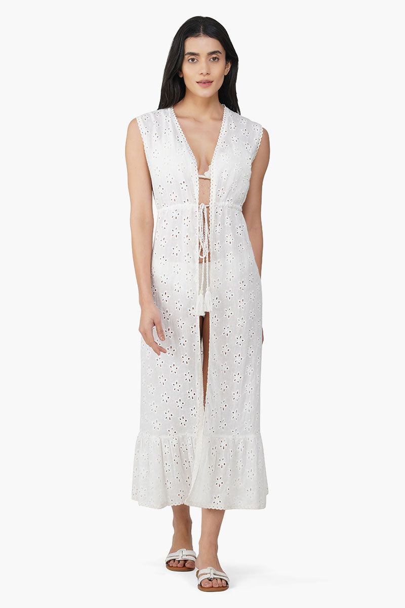 Casa Schiffli Front Single Tie Cover Up