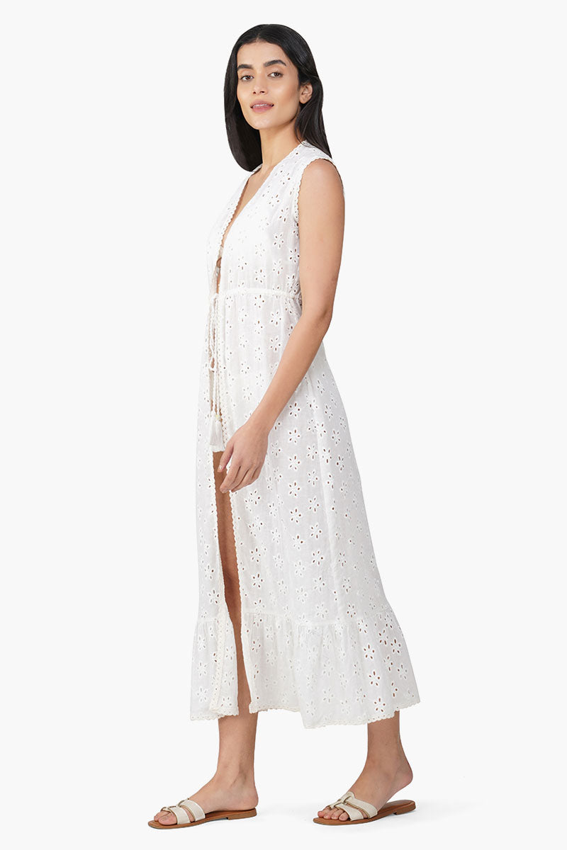 Casa Schiffli Front Single Tie Cover Up