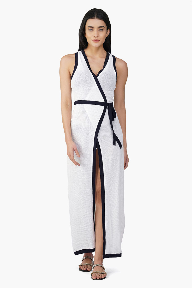 Dalmia Black And White Crochet Lace Fabric Cover Up