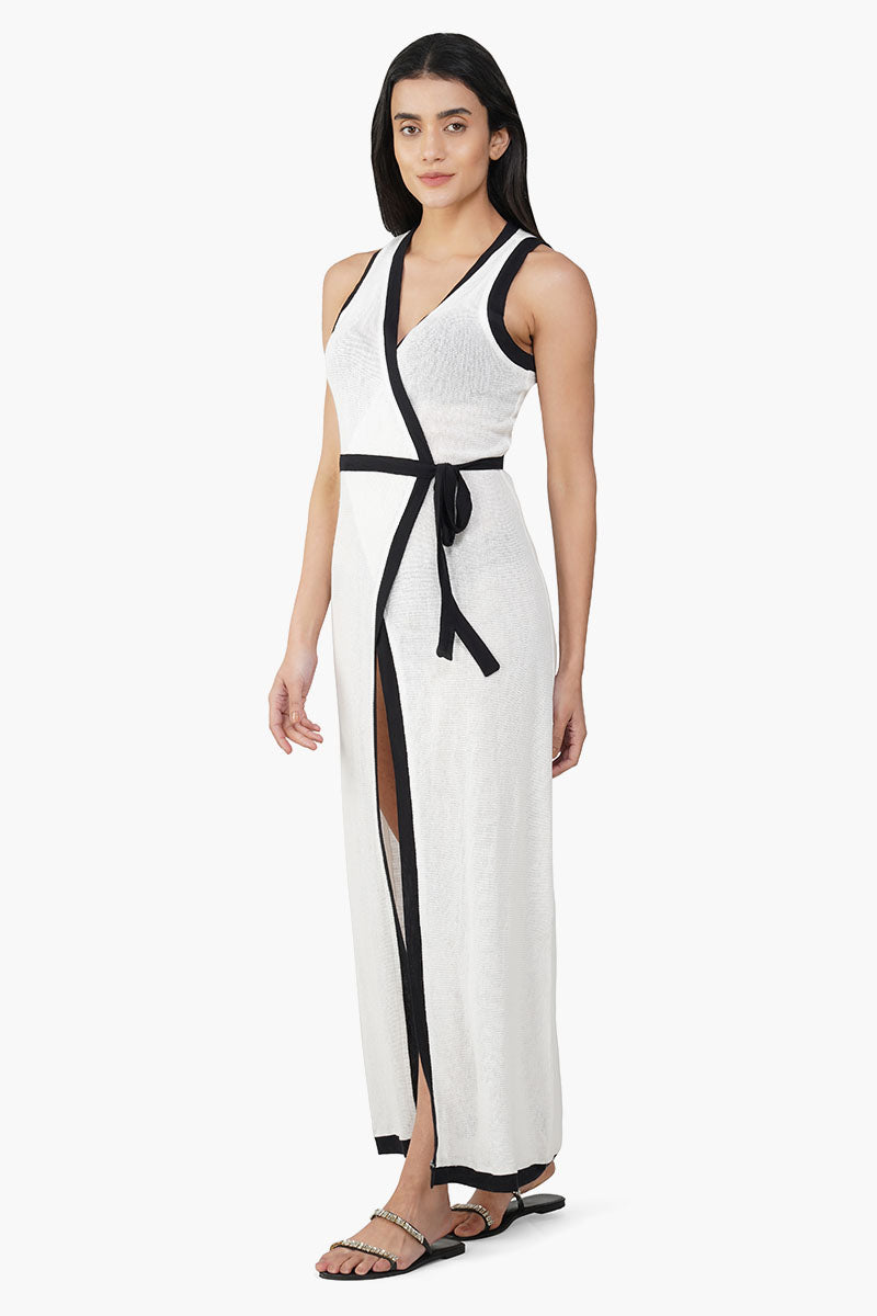 Dalmia Black And White Crochet Lace Fabric Cover Up