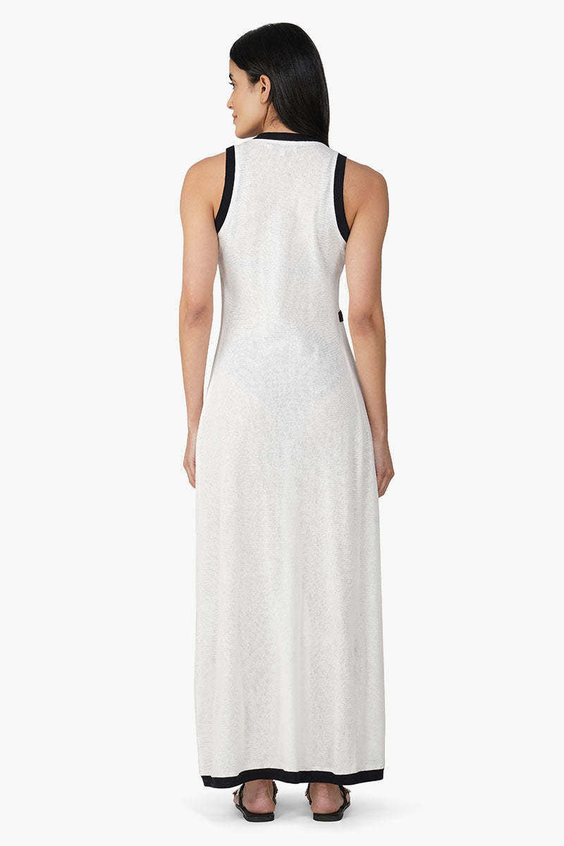 Dalmia Black And White Crochet Lace Fabric Cover Up