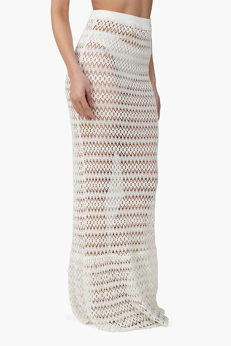 White Mermaid Crochet Lace Fabric Skirt