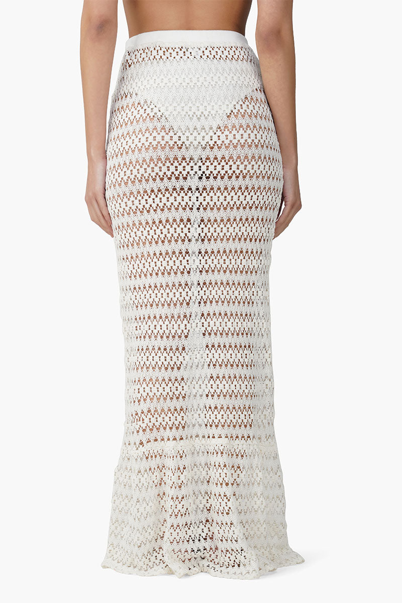 White Mermaid Crochet Lace Fabric Skirt