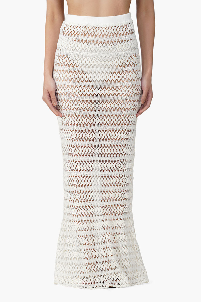 White Mermaid Crochet Lace Fabric Skirt