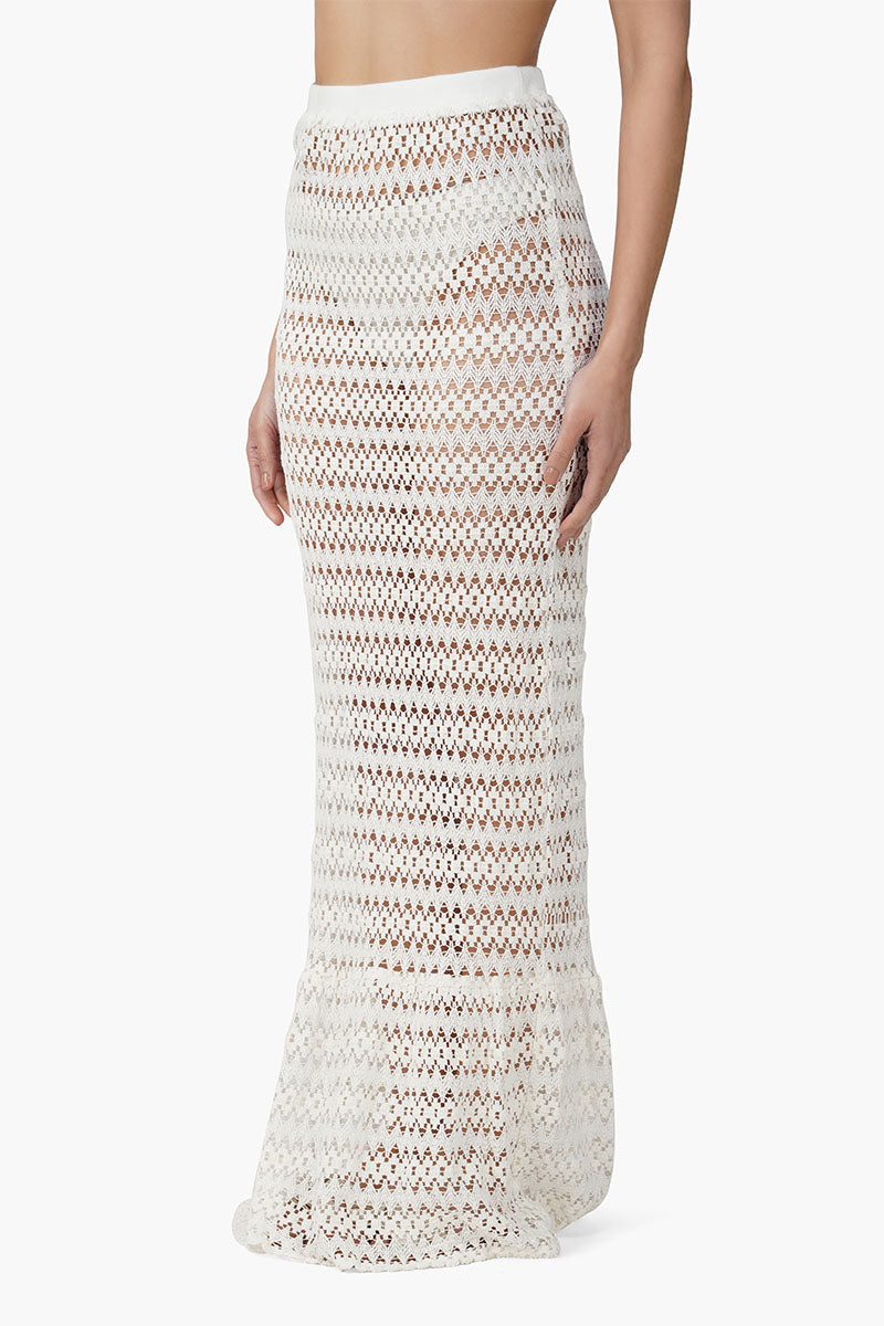 White Mermaid Crochet Lace Fabric Skirt