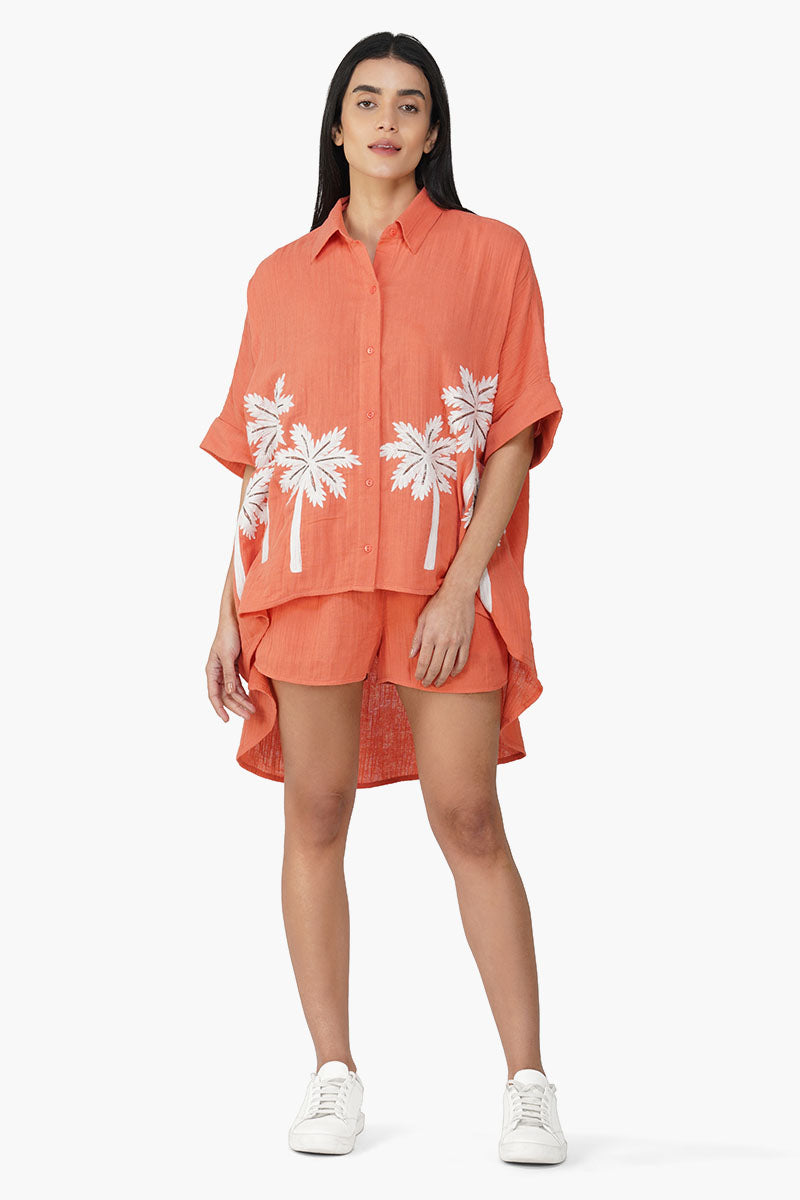 Nash Coral Flora Solid Shorts