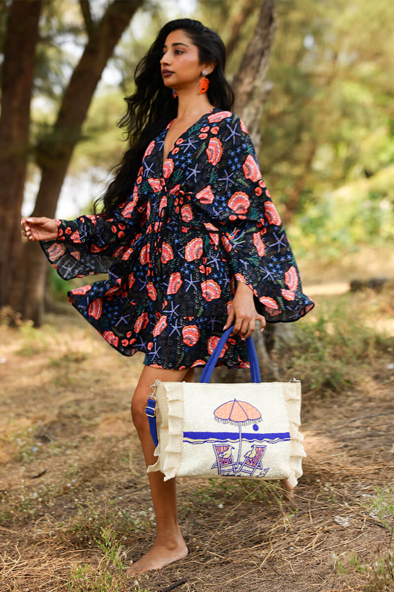 Midnight Shell Printed Short Dress