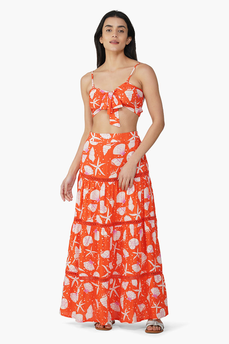 Cassie Shell Printed Front Tie Top