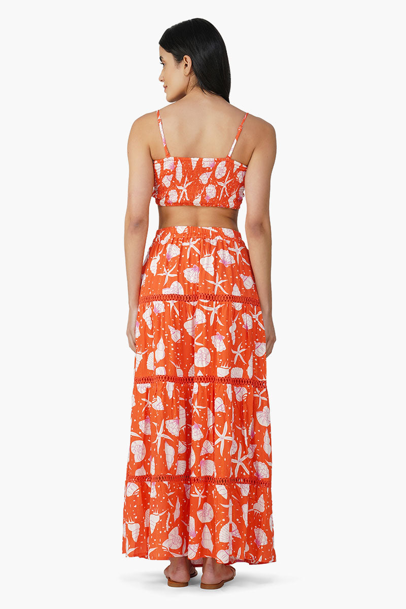 Cassie Shell Printed Front Tie Top