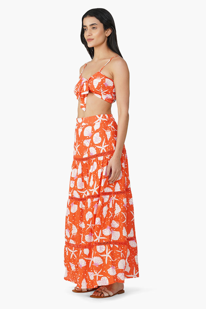 Cassie Shell Printed Front Tie Top