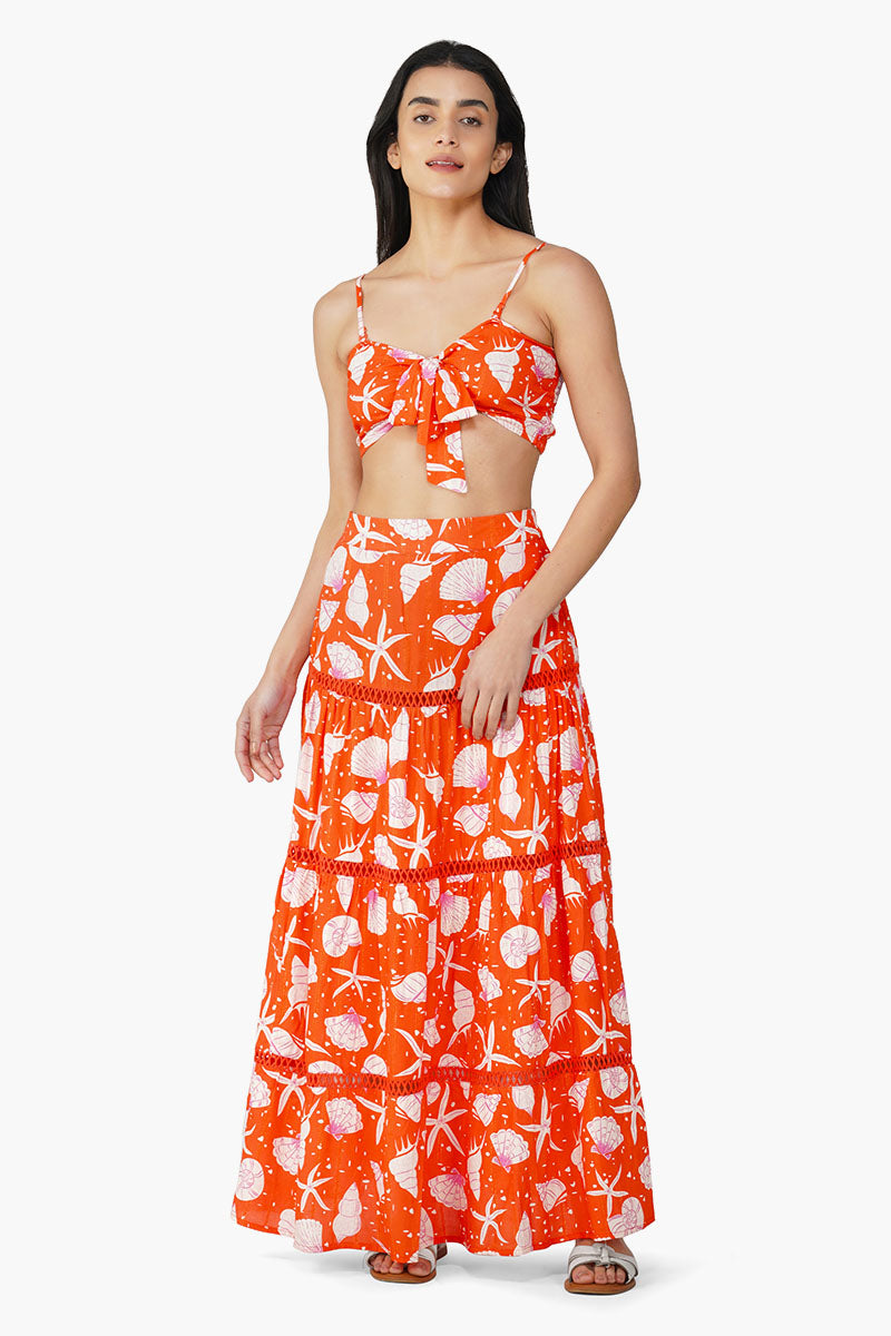 Cassie Shell Printed Maxi Skirt