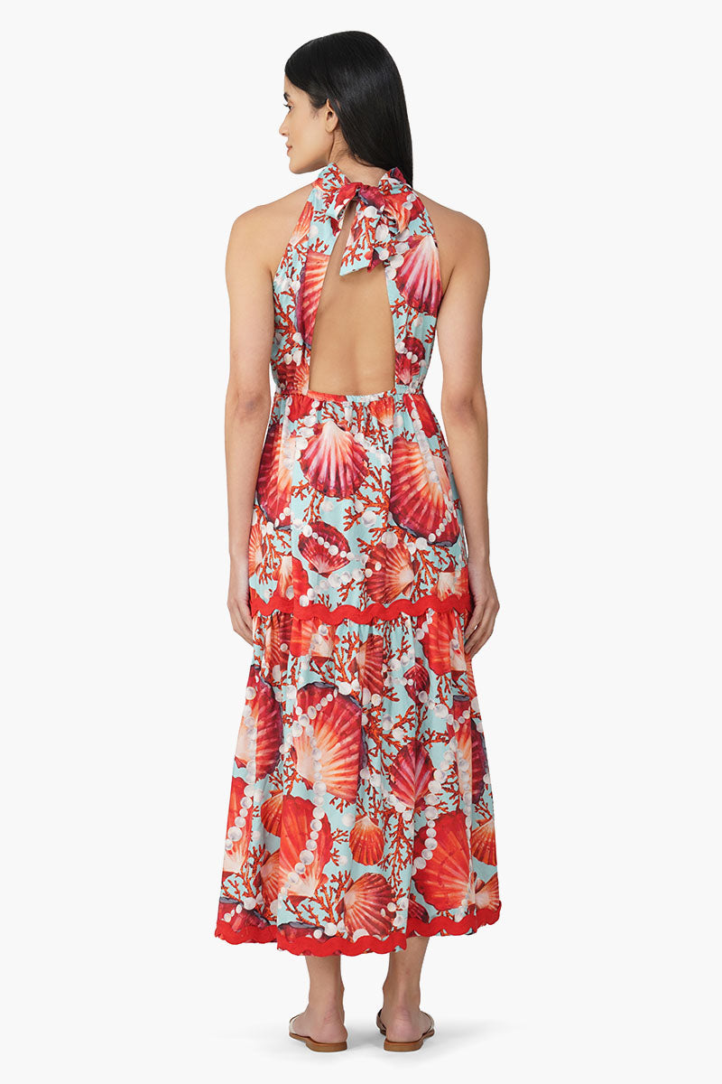 Nori Pearl Shell Printed Halter Dress