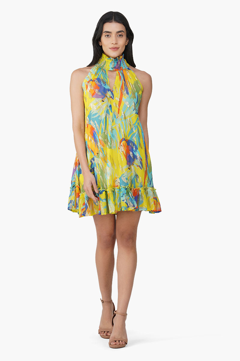 Farm Peru Tropic Lurex Printed Short Dress