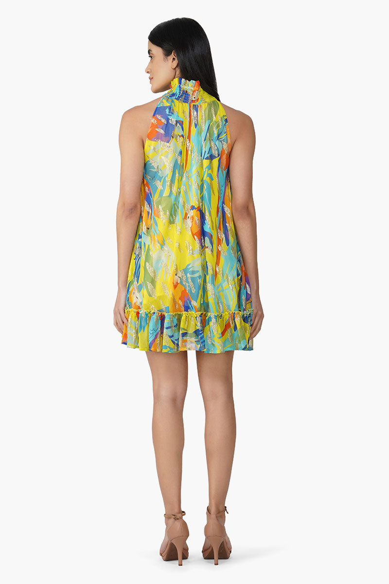 Farm Peru Tropic Lurex Printed Short Dress