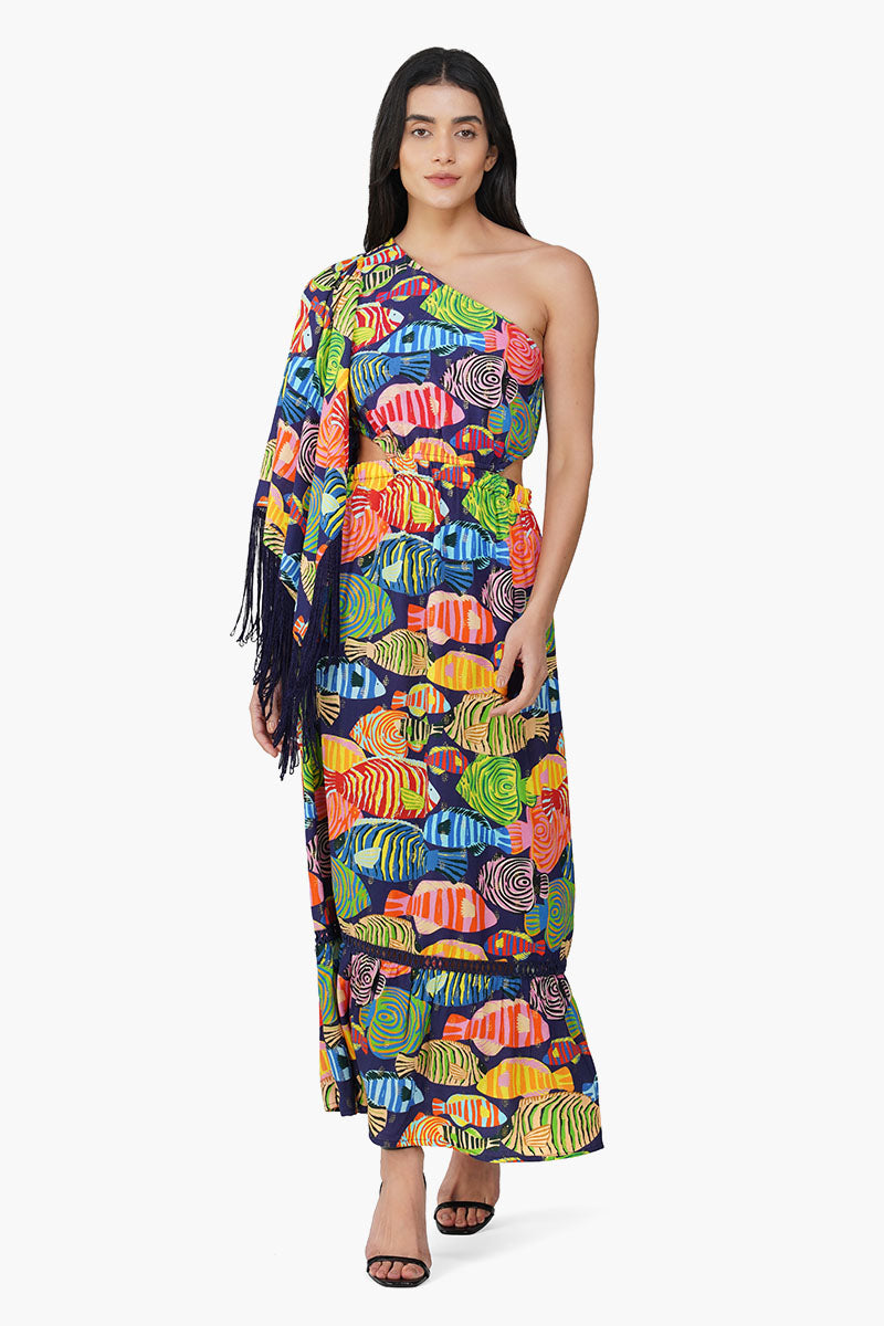 Tuna Marissa Multi Printed One Shoulder Dress