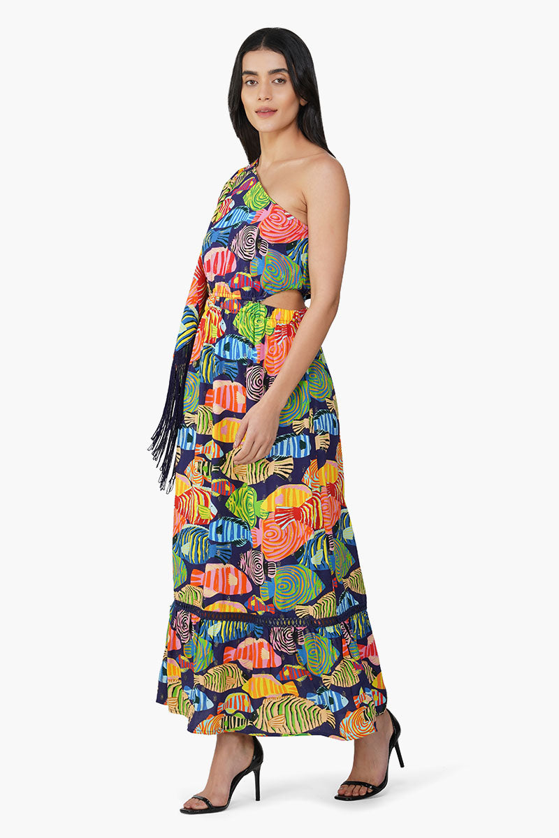 Tuna Marissa Multi Printed One Shoulder Dress